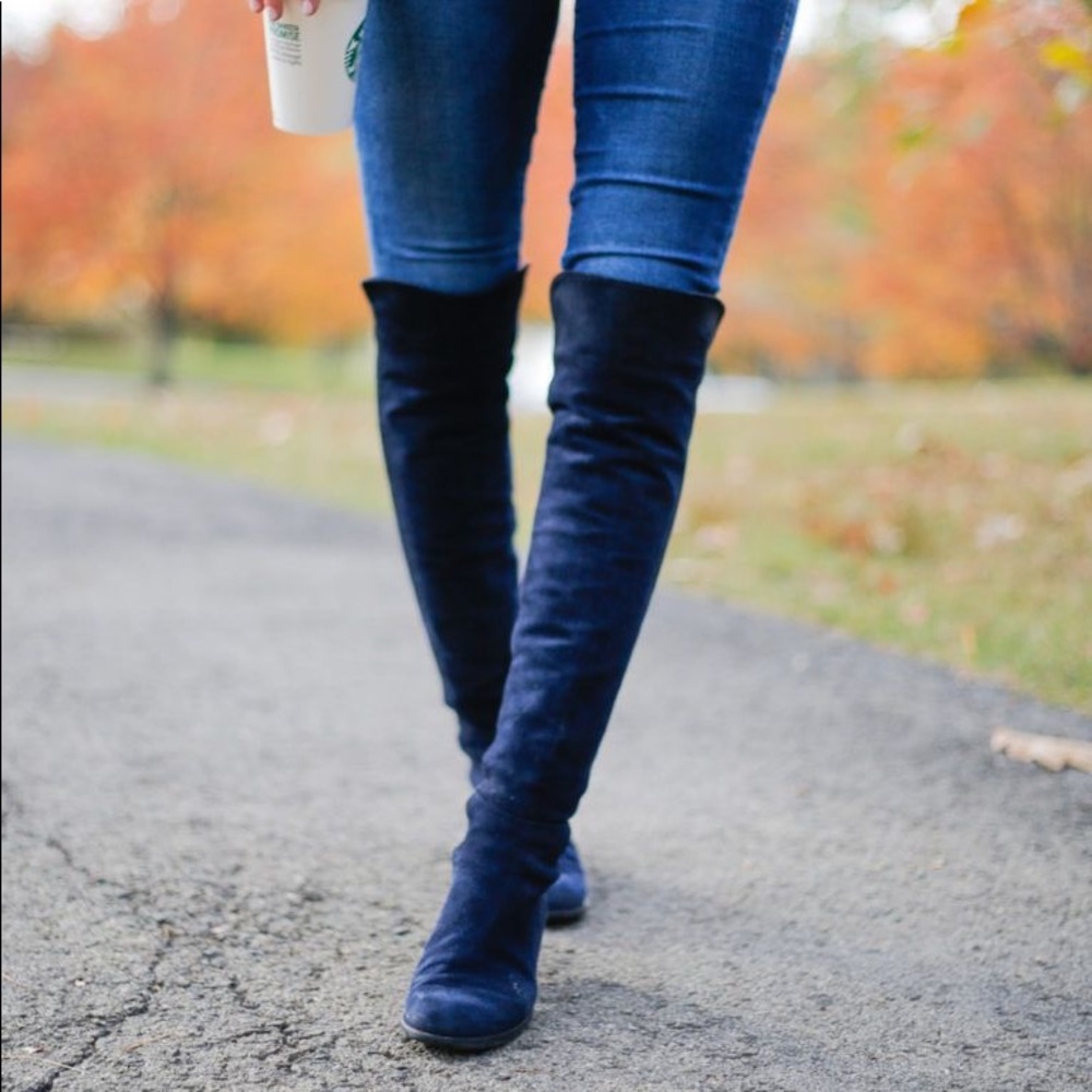 Stuart Weitzman 5050 Navy Suede Boots